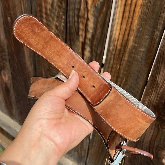 Gucci Multicolor Stripe Canvas and Leather Interlocking G Buckle Belt . Size 36 - Picture 12 of 17